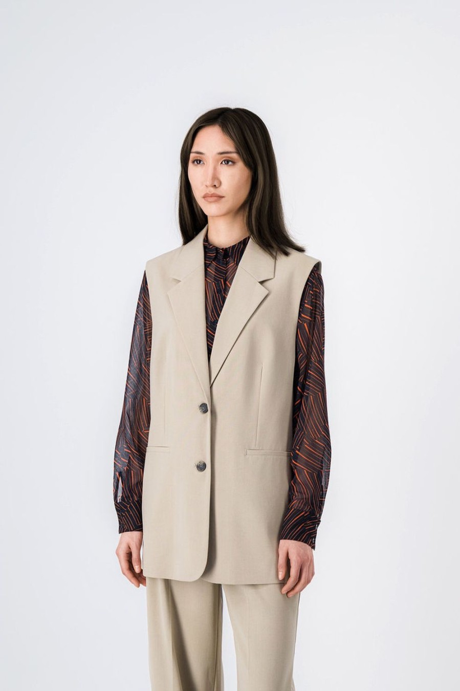 Teddy Smith Veste Sans Manches Oversize Cream Bistretch Online