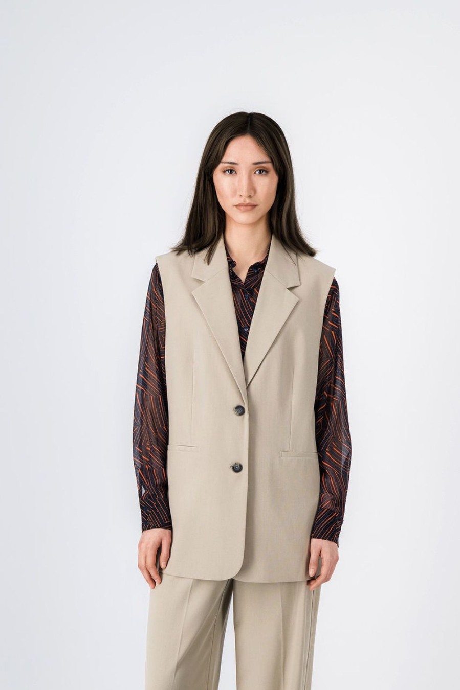 Teddy Smith Veste Sans Manches Oversize Cream Bistretch Online