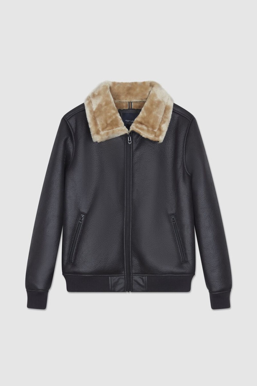 Teddy Smith Blouson Simili Cuir Avec Col En Sherpa Ronald Clearance